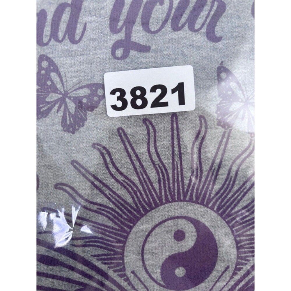 Obsessive Love Sweatshirt Women's S Grey Purple Butterflies Flowers - Picture 10 of 10